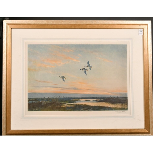 108 - Peter Scott (1909-1989) British, A scene of flying birds at dusk, lithograph, signed in pencil, 14