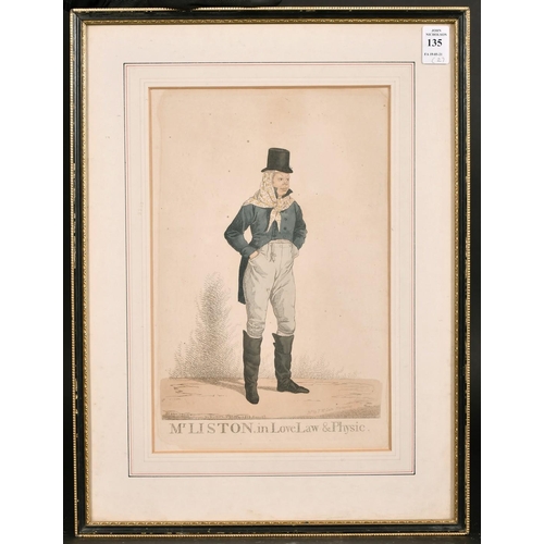 135 - R. Dighton, 'Mr Liston in the Character of Paul Pry.' And another of Liston by a different hand, han... 