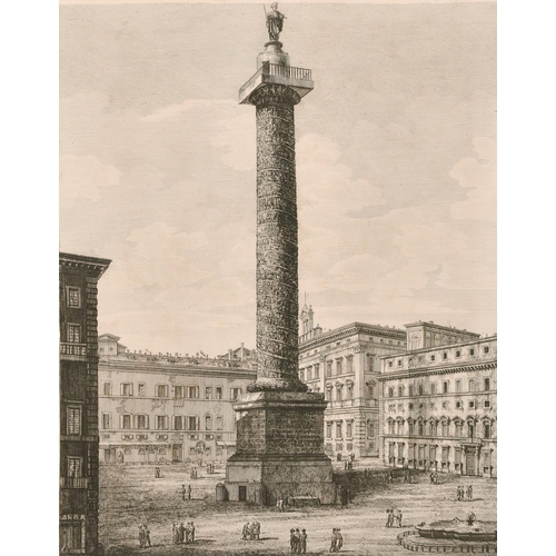 137 - Luigi Rossini, 'Veduta della Colonna Antonina', antique etching, variously inscribed, 22