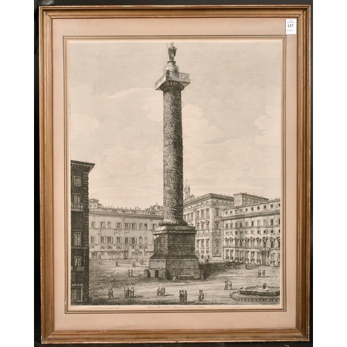 137 - Luigi Rossini, 'Veduta della Colonna Antonina', antique etching, variously inscribed, 22