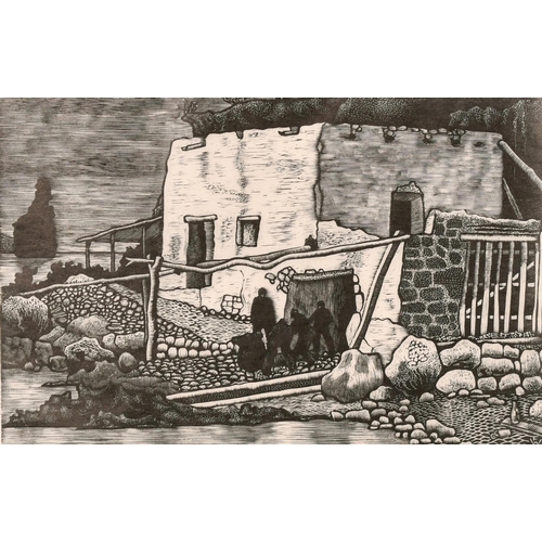 146 - William Fulljames (b. 1939) British, figures in Ibiza, wood engraving, numbered 2/75, signed and dat... 