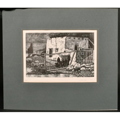 146 - William Fulljames (b. 1939) British, figures in Ibiza, wood engraving, numbered 2/75, signed and dat... 