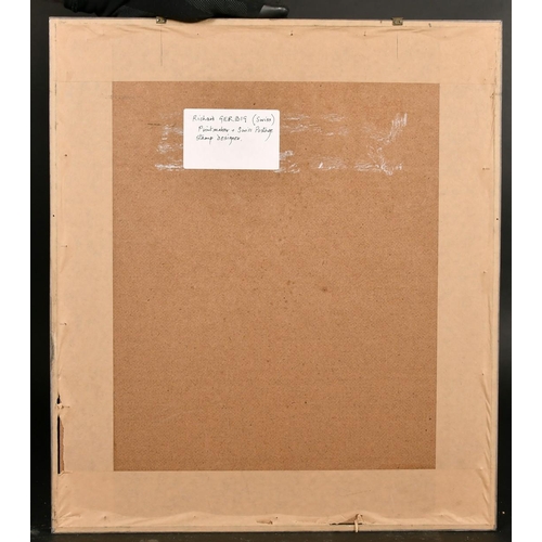 148 - Richard Gerbig (20th century) Swiss, A wood block print of playing cards, the Jack, Queen and King, ... 