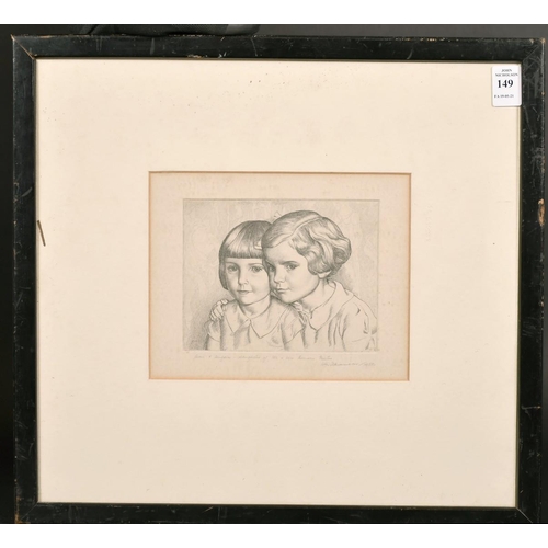 149 - Harold Williamson (1898-1972) British, 'Jean and Angela', A study of two young girls, drypoint etchi... 