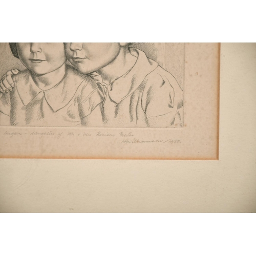 149 - Harold Williamson (1898-1972) British, 'Jean and Angela', A study of two young girls, drypoint etchi... 
