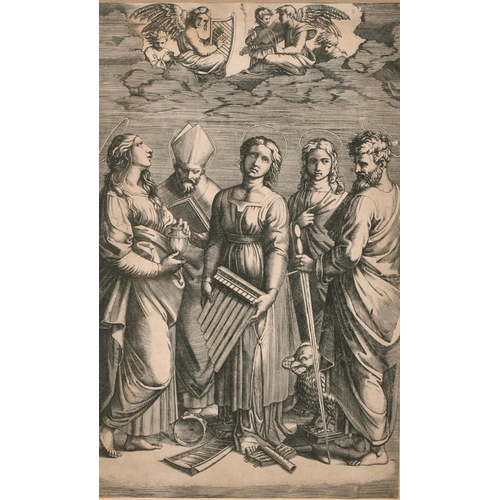 150 - Marcantonio Raimond, after Raphael, 16th century, St. Cecilia, engraving, 10.25