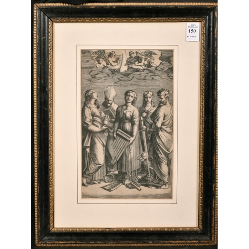150 - Marcantonio Raimond, after Raphael, 16th century, St. Cecilia, engraving, 10.25