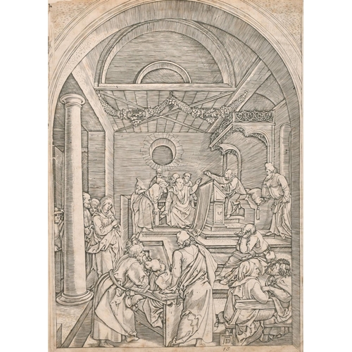 151 - Marcantonio Raimond, after Durer, 16th century, Christ amongst the doctors, engraving, 11.5