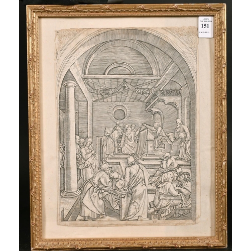 151 - Marcantonio Raimond, after Durer, 16th century, Christ amongst the doctors, engraving, 11.5