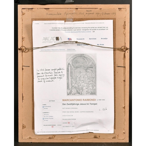 151 - Marcantonio Raimond, after Durer, 16th century, Christ amongst the doctors, engraving, 11.5