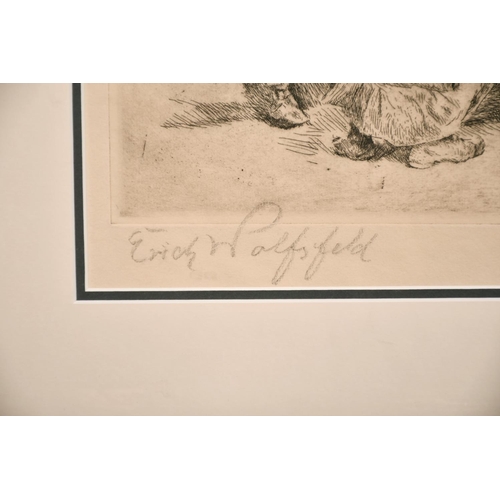 152 - Erich Wolfsfield (1885-1956) German, A North African scene of wayfarers buying provisions, etching, ... 