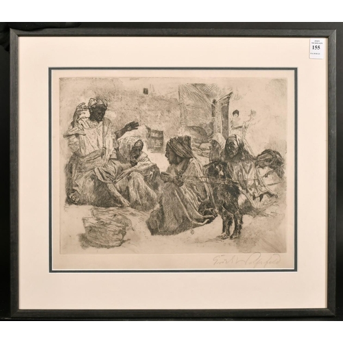 155 - Erich Wolfsfield (1885-1956) German, A North African scene of figures on a street, etching, signed i... 