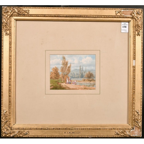 158 - Hedwig Calmelet (19th century) continental, A pair of watercolours of washerwomen by a river, signed... 