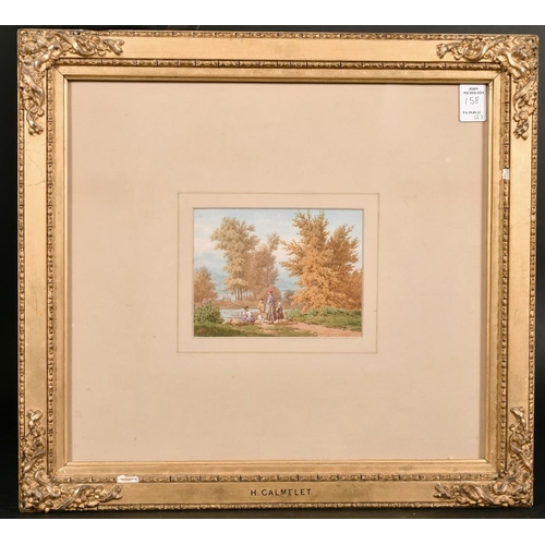 158 - Hedwig Calmelet (19th century) continental, A pair of watercolours of washerwomen by a river, signed... 
