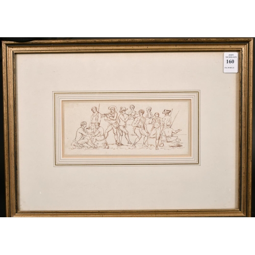 160 - Continental school, (19th century) A scene of figures celebrating, ink, 3.25