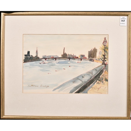 163 - Martin Millard, A study of Battersea bridge, watercolour mixed media, signed andinscribed, 7.25