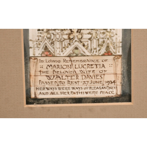 165 - English School, circa 1934, A design for a stained-glass window, watercolour, inscribed 'In Loving R... 