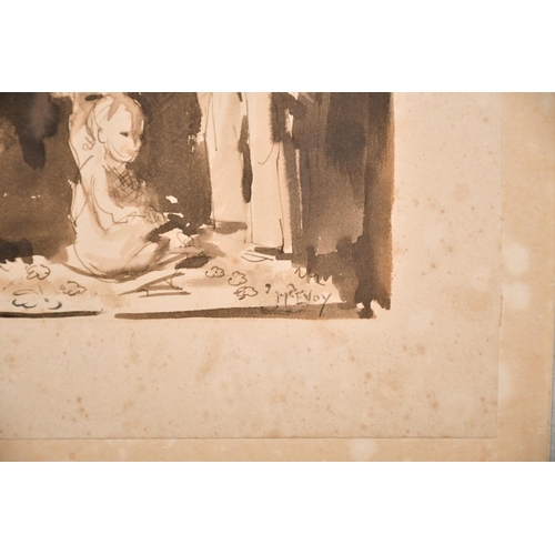 193 - Ambrose McEvoy, A.R.A (1877-1927) British, Study of a group of children (in the Manner of Augustus J... 