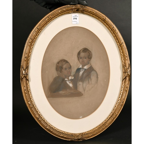 194 - 19th century English school, A pair of half-length portraits of two girls and two boys, mixed media,... 