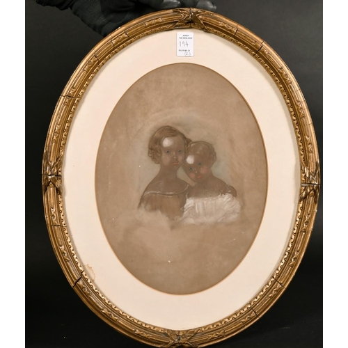 194 - 19th century English school, A pair of half-length portraits of two girls and two boys, mixed media,... 