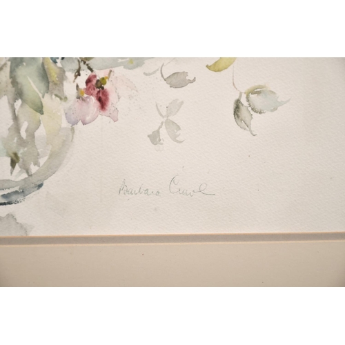 196 - Barbara Crowe (b. 1942) British, An arrangement of flowers in a glass vase, watercolour, signed in p... 