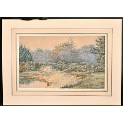 201 - Circle of R W Fraser, A woodland scene with a pond, watercolour, 13