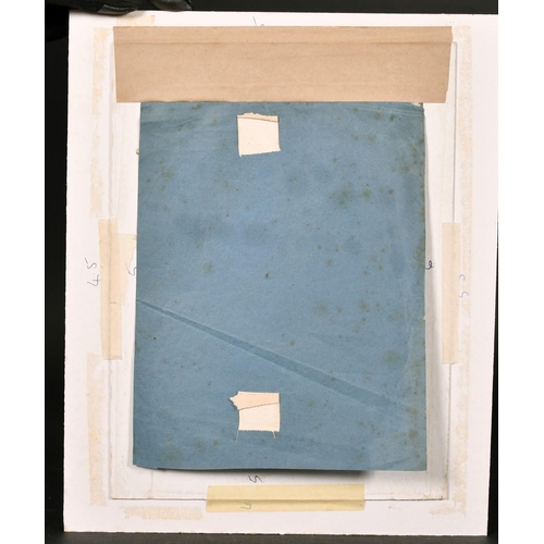 202 - Old master drawing of a classical statue head, on blue paper with prancing unicorn watermark, 9