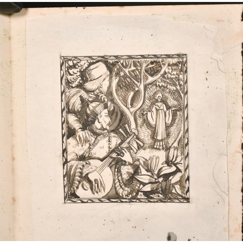 204 - Modern British, Oriental fantasy (said to be Marco Polo), pen + ink, inscribed and indistinctly sign... 