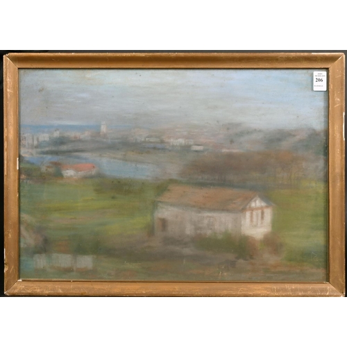 206 - Early 20th century school, A scene of a coastal inlet, pastel, with inscription verso, 14