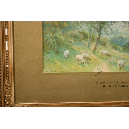 211 - Roberto Angelo Kitterminster Marshall (1849-1926) British. 'Distant Southdowns from Warbleton, Susse... 