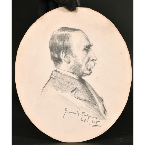 216 - Herman Gustave Herkomer (1862-1935) American, A head and shoulders sketch of a gentleman, in profile... 