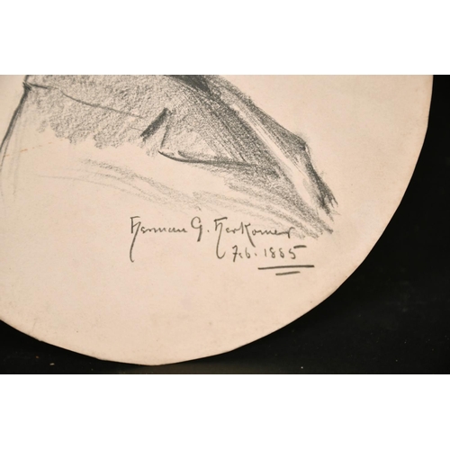 216 - Herman Gustave Herkomer (1862-1935) American, A head and shoulders sketch of a gentleman, in profile... 