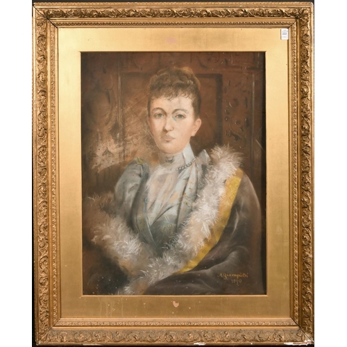 222 - Amy Giampietri (active 1867-1900) British, A half-length portrait of a lady, pastel, signed and date... 