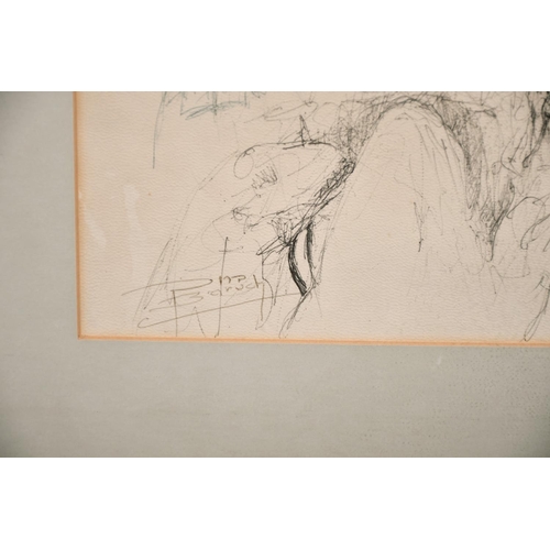 229 - Baruch, A scene of elders reading manuscripts in a place of worship, mixed media, signed, 17