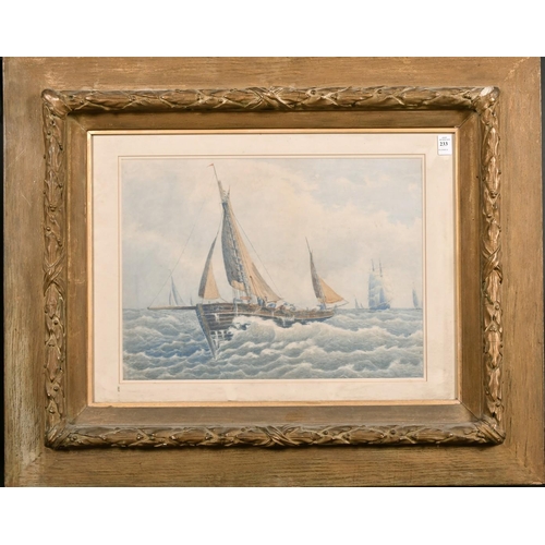 233 - W. Gorman circa 1892, fishing vessels and other shipping in heavy seas, watercolour, signed and date... 