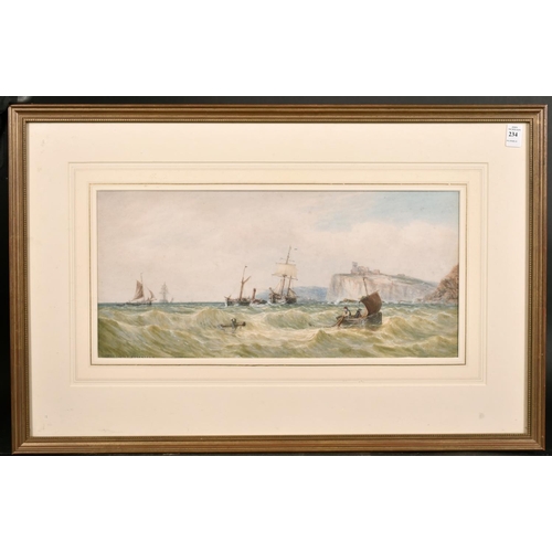 234 - J. F. Branegan (1843-1911) British/Irish, 'Peel Castle', ships off the coast of the Isle of Man, wat... 