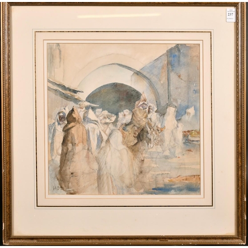 237 - Hercules Brabazon Brabazon (1821-1906) British, Figures outside a North African mosque, watercolour,... 