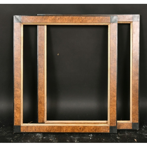 45 - A pair of ebonised and burr wood frames, rebate size 12.25