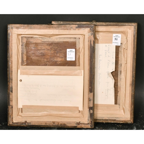 51 - A pair of carved giltwood 18th century frames, rebate size 8.5