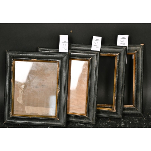 52 - A set of four 18th century ebonised frames, rebate size 6.5