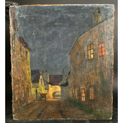 410 - Hans Katzler (1881-1952), A moonlit street scene, oil on canvas, 24.5