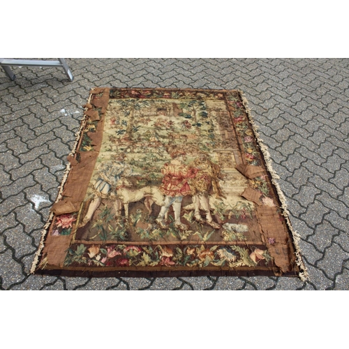 1001 - A GOOD 18TH CENTURY FRENCH TAPESTRY decorated with many figures within a floral border. 6ft high x 4... 
