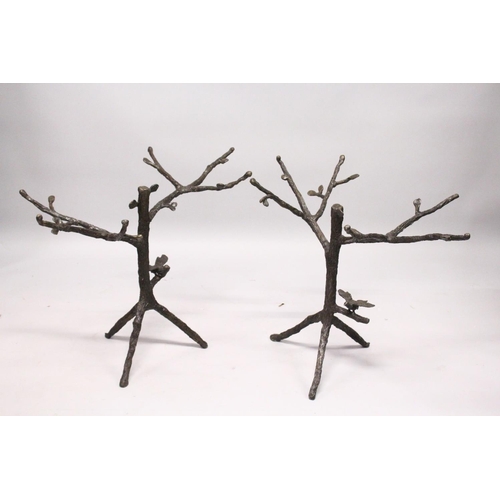 1040A - A RARE BRONZE, GLASS TOP, RUSTIC COFFEE TABLE, AFTER GIACOMETTI,  Glass top 3ft 8ins x 2ft 4ins . Th... 