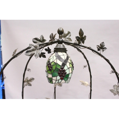 1043 - A FINE BRONZED WATER FEATURE, a classical female and Cupid standing on a metal base and arbour.