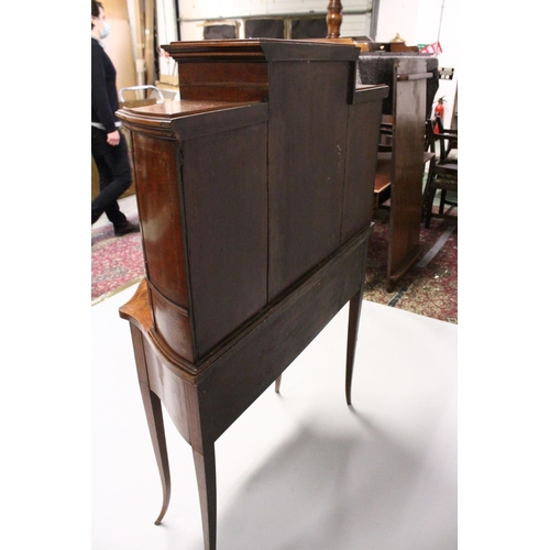 1057 - A VERY GOOD EDWARDIAN SHERATON REVIVAL SIDE CABINET,  the upper section with a mirror back, gallerie... 
