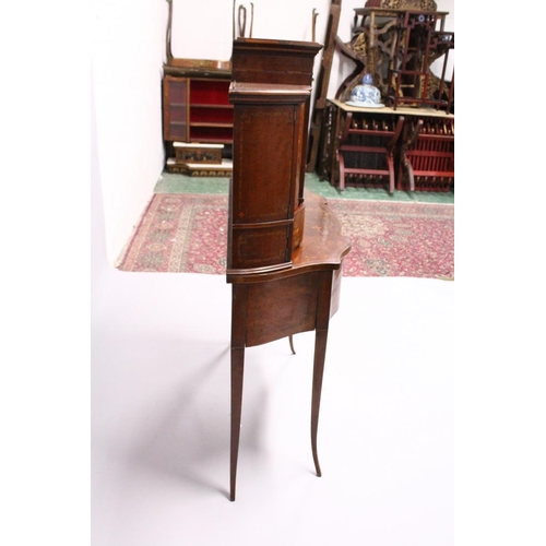 1057 - A VERY GOOD EDWARDIAN SHERATON REVIVAL SIDE CABINET,  the upper section with a mirror back, gallerie... 