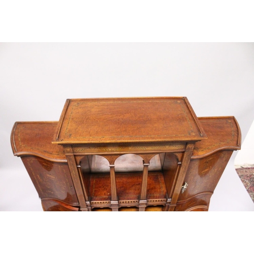 1057 - A VERY GOOD EDWARDIAN SHERATON REVIVAL SIDE CABINET,  the upper section with a mirror back, gallerie... 