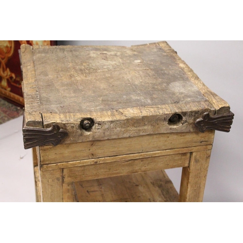 1090 - A RARE VICTORIAN BUTCHERS CHOPPING BLOCK by Herbert & Sons Ltd, West Smithfield, London. 2ft square,... 