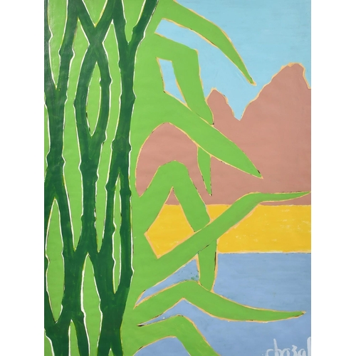 162 - Attributed to Malcolm de Chazal (1902-1981) A beach scene, gouache on paper, signed, 29