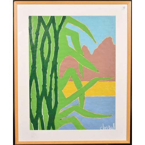 162 - Attributed to Malcolm de Chazal (1902-1981) A beach scene, gouache on paper, signed, 29